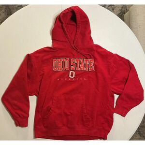 Ohio State Buckeyes Red Embroidered Logo Hoodie Men XL NCAA Football Basketball